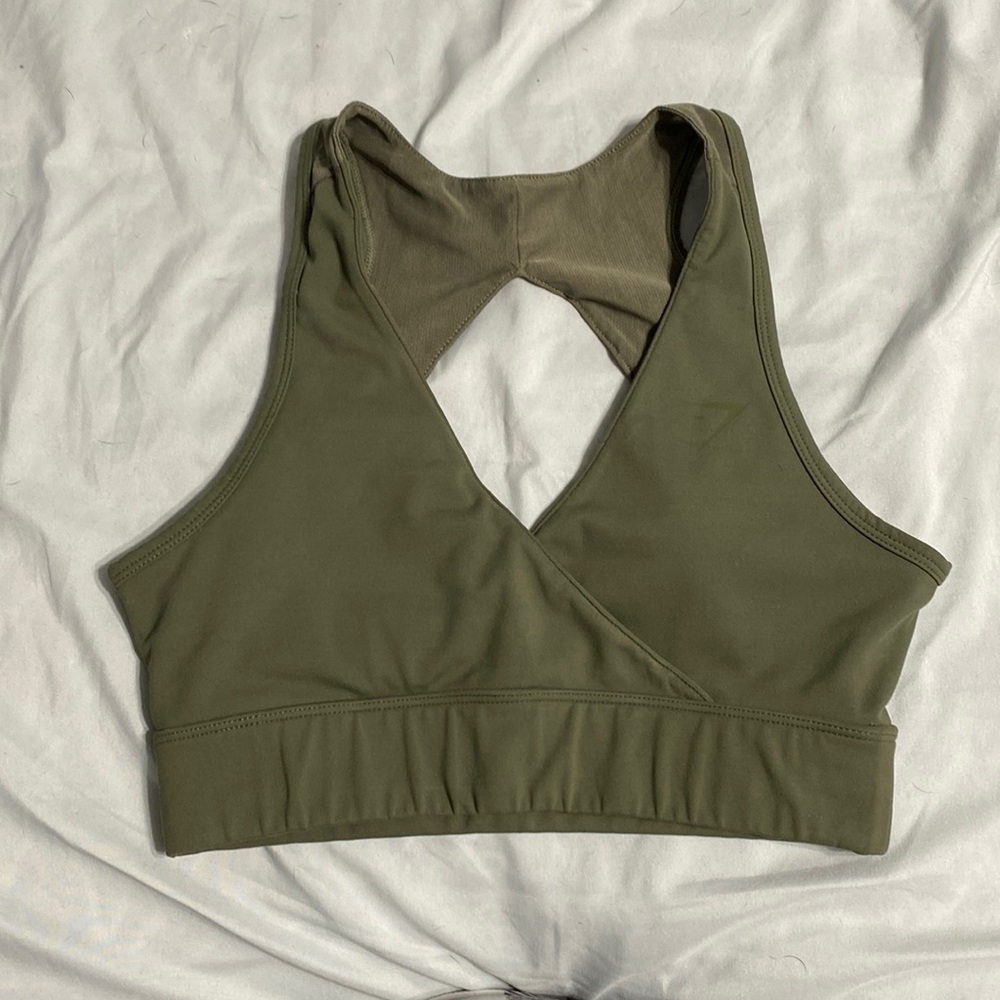 Gymshark Nikki Blackketter Season 2 Cross Back Sports Bra - Dark Olive Marl